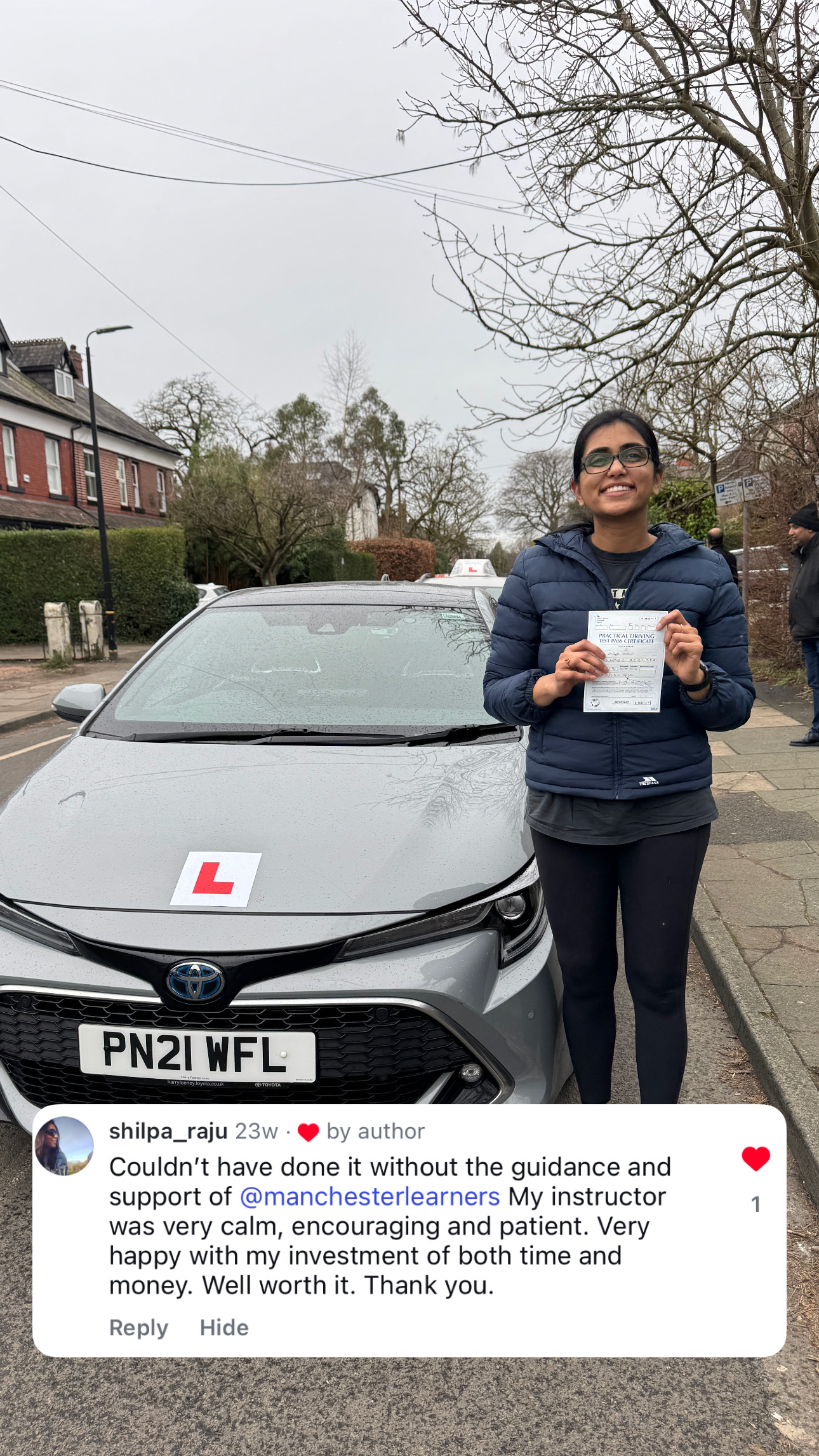 Student passing driving test
