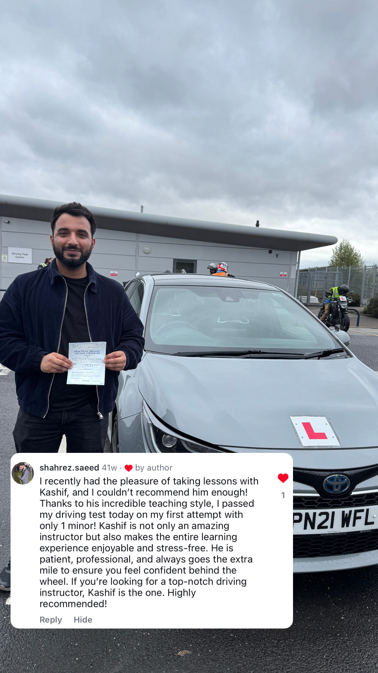 Driving instructor teaching